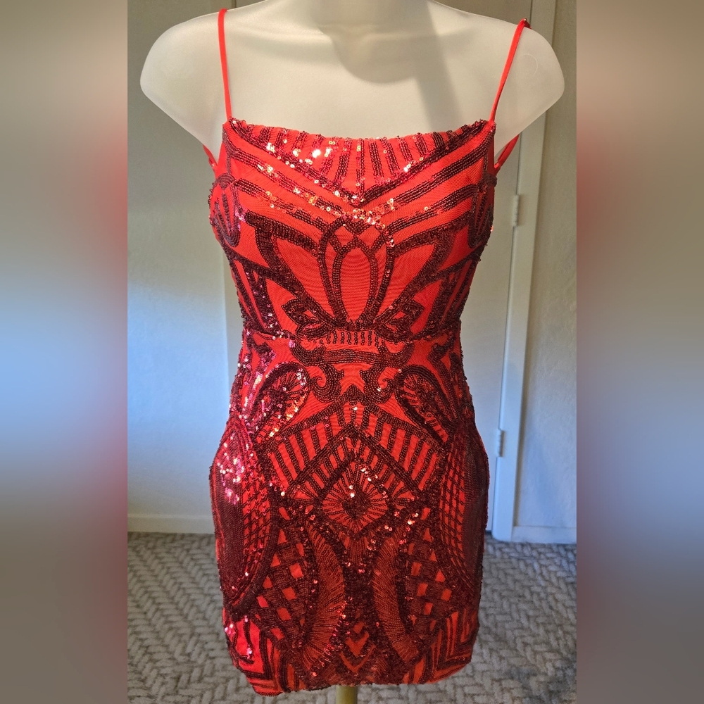 Lucy in the Sky Ruby Red Sequin Dress